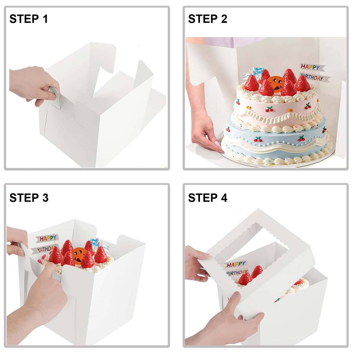 Packpal 24Pcs Cake Boxes 10 Inch (24pcs boxes), White Bakery Boxes With Windown For Baking, Cajas Pasteles, Cookie, Pastries, Pie, Wedding, Birthday, 10x10x8inch 🍁 All In One Marketplace Canada