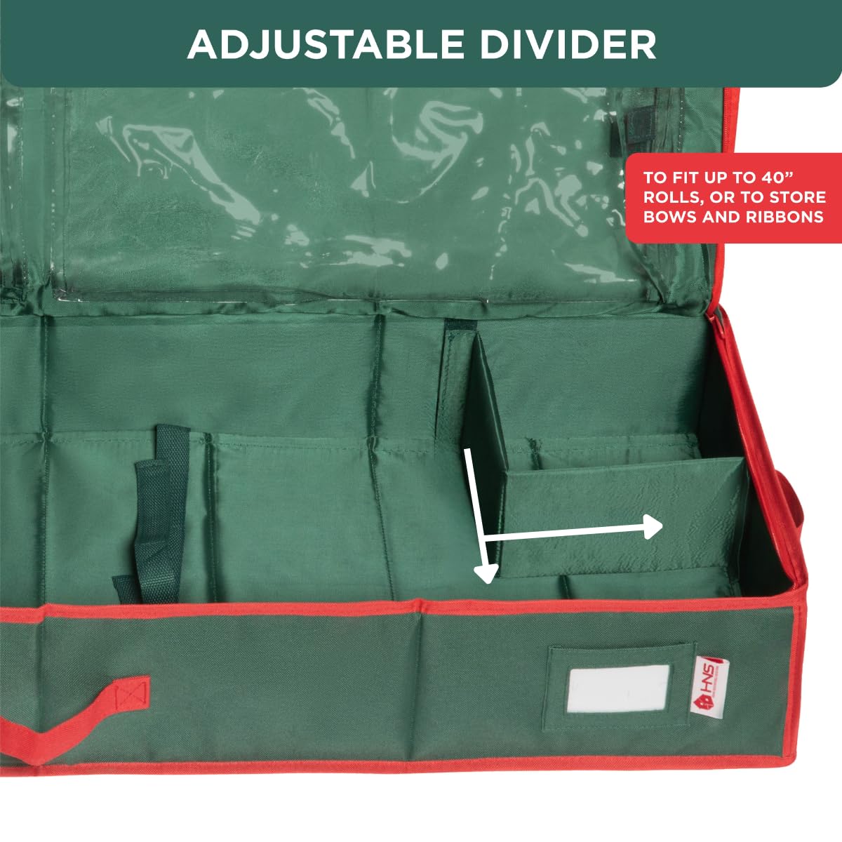 HOLDN' STORAGE Premium Wrapping Paper Storage Container - Durable 600D Tear-Proof, Fits 27 Rolls Gift Wrap, Extra Pockets for Ribbons & Bows, Underbed Storage - Ideal for Holiday Christmas, Green 🍁 All In One Marketplace Canada