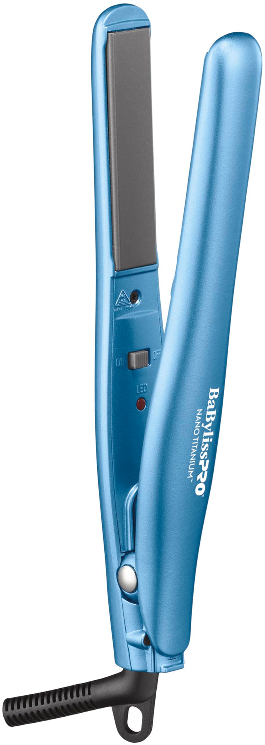 BaBylissPRO Nano Titanium 3/4" Mini Flat Iron, Perfect for Travel, Touch-Ups & Quick Styling, Compact Hair Straightener, Heats Up To 430ºF, Dual Voltage