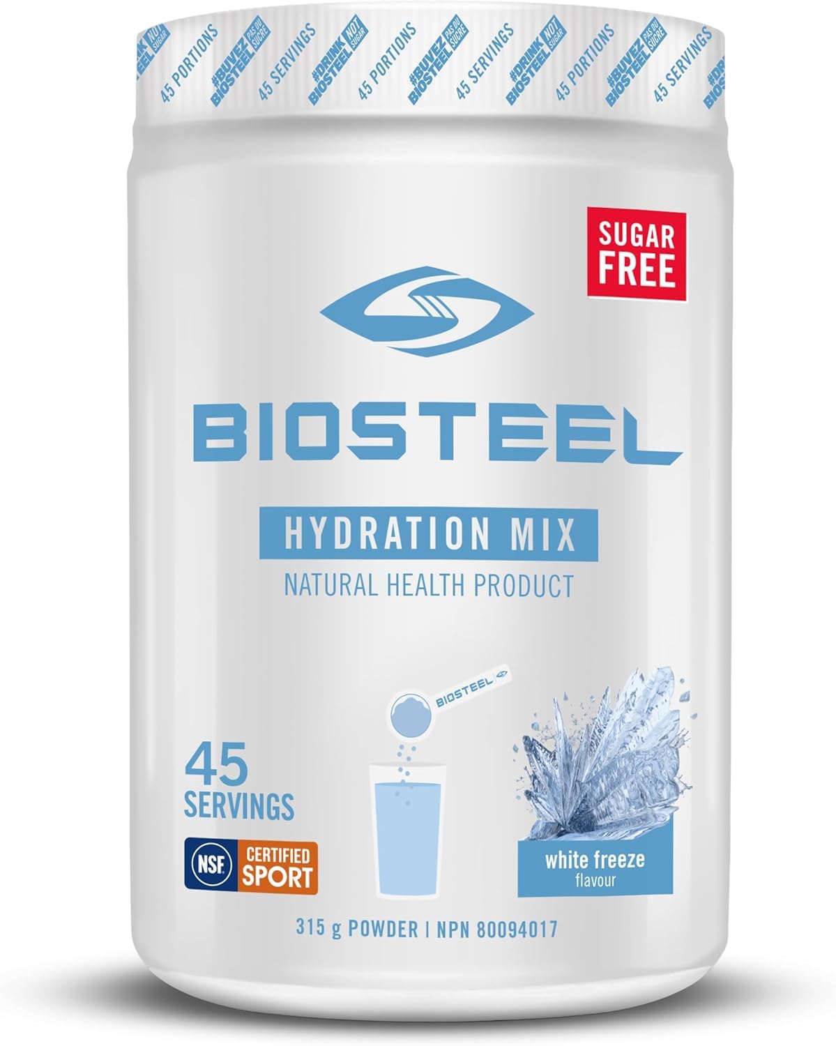 BioSteel Electrolyte Hydration Mix, White Freeze, 45 Servings