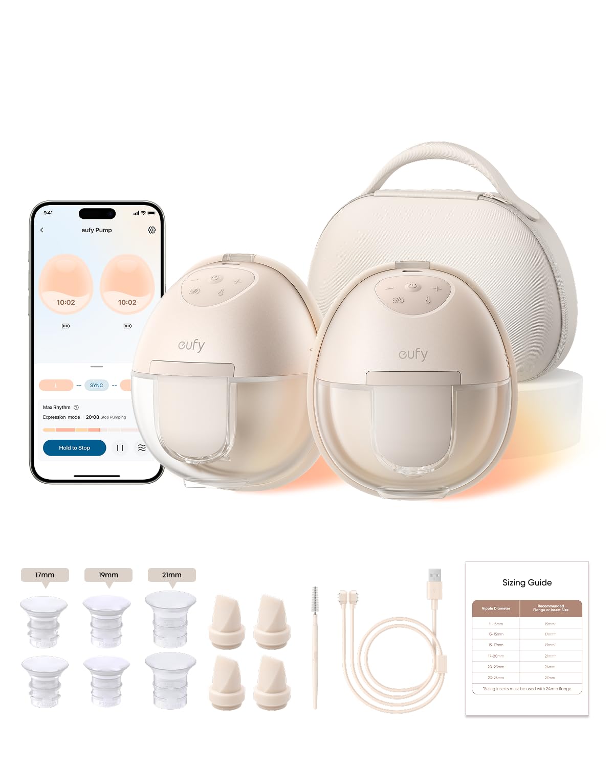eufy Security Breast Pump Series S1 Pro, Electric Hands-FreeBreast Pump with Heating Technology, Portable Charging Case, App Controlled Smart Rhythm, Hospital-Grade Suction, Leak-Proof and Ultra-Quiet