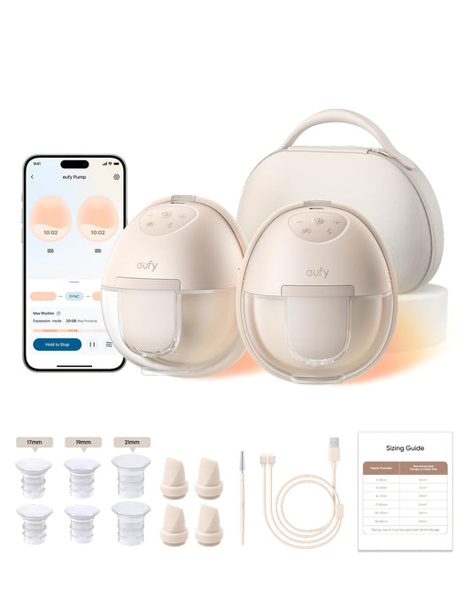 eufy Security Breast Pump Series S1 Pro, Electric Hands-FreeBreast Pump with Heating Technology, Portable Charging Case, App Controlled Smart Rhythm, Hospital-Grade Suction, Leak-Proof and Ultra-Quiet