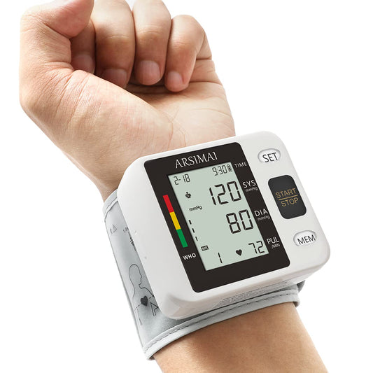 Blood Pressure Monitor - Wrist Accurate Automatic High Blood Pressure Monitors Portable LCD Screen with Storage Case and Adjustable Cuff Powered by Battery -Black - Available at All In One Marketplace Canada