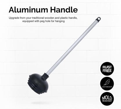 NEIKO 60166A Toilet Plunger with Patented All-Angle Design, Heavy-Duty Toilet Bowl Plunger with Aluminum Handle, Bathroom Necessity, Black, 1-Pack NEIKO