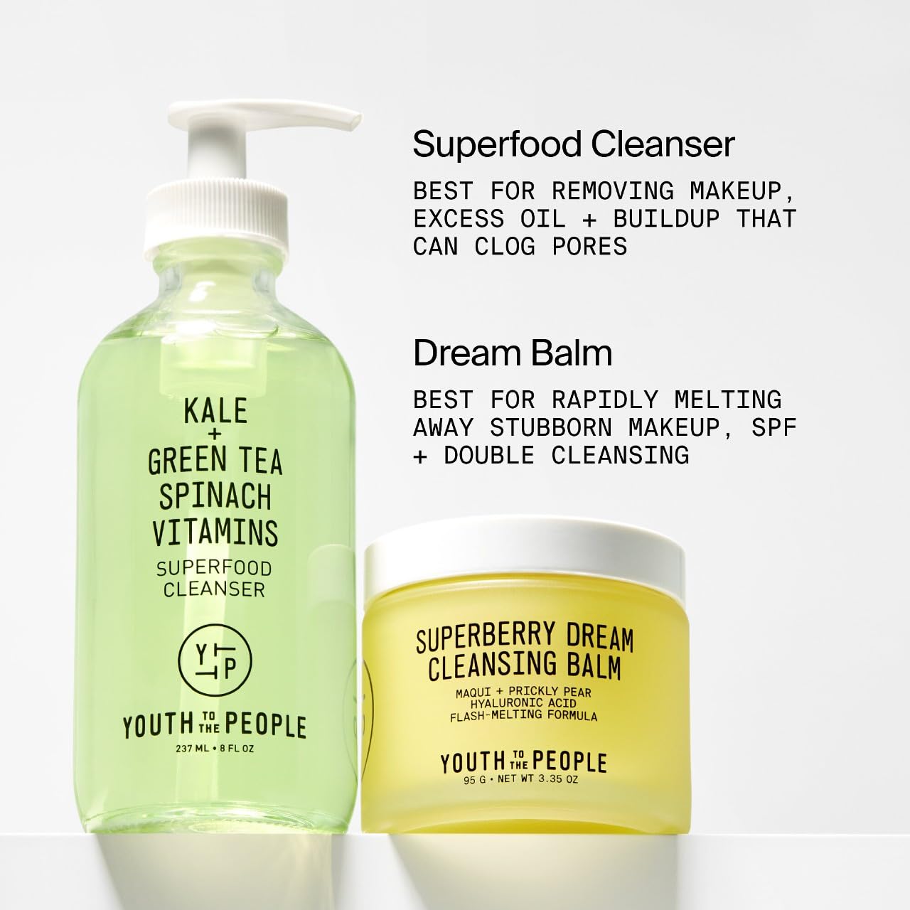 YTTP Superfood Travel Size Face Cleanser - Daily Face Wash, Pore Minimizer + Makeup Remover - Lightweight & Hydrating Gel to Foaming Face Wash for Glowing Skin - Vegan Skin Care for Men & Women (2oz) Youth To The People