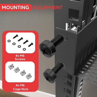 PYLE 1U 2 Pack Server Rack Shelf - 19-Inch Universal Device Server Rack, Good Air Circulation, Cantilever, Wall Mount, Computer Case Mounting - Weight Capacity 110lb/49kg