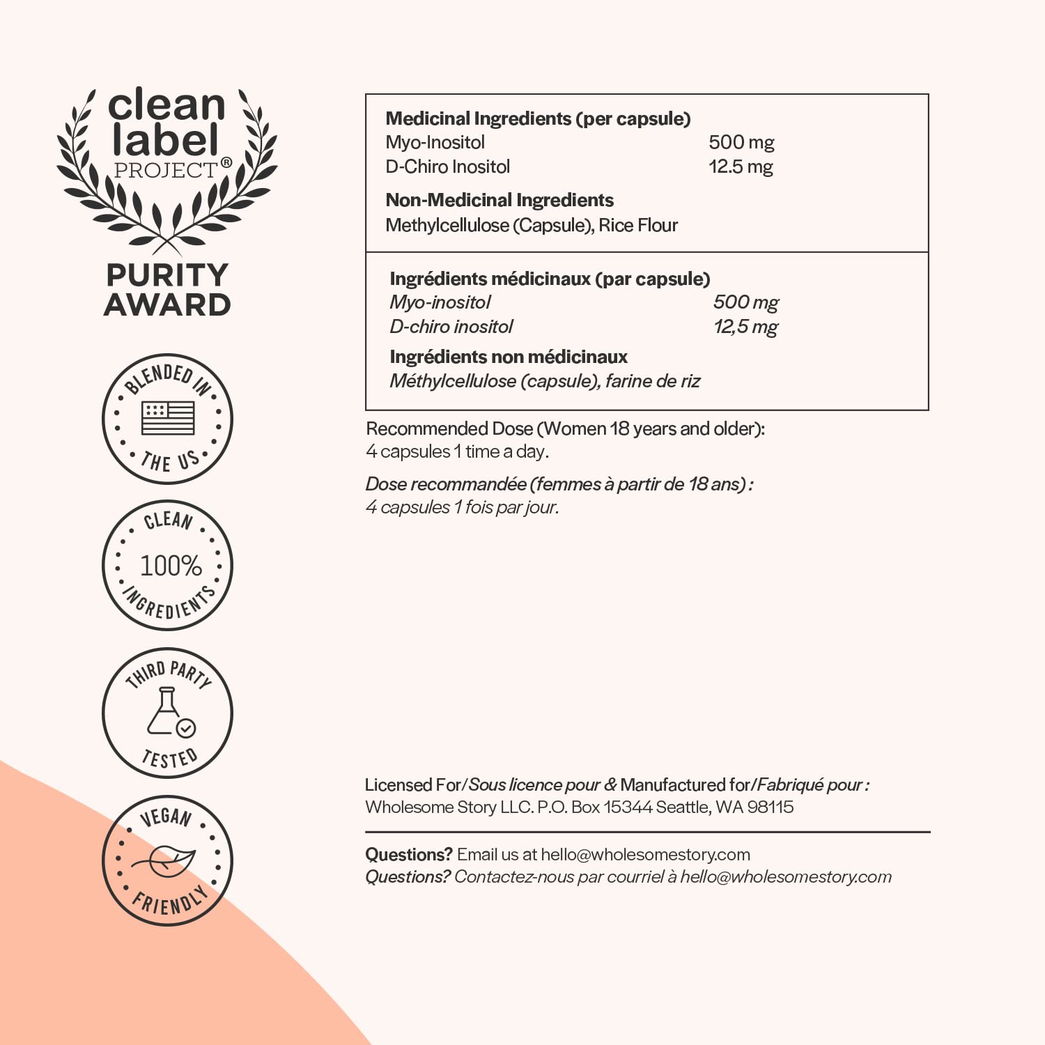 Myo-Inositol & D-Chiro Inositol Powder Capsule | Restore Ovarian Function and Promote Glucose Metabolism in Women with PCOS | 30-Day Supply | 120 Inositol PCOS Supplements for Women Caps