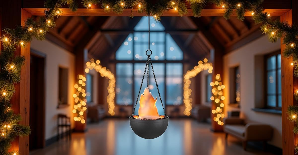 Aspen Creative 61168-02-1, Hanging Fire Flame Light Prop for Halloween, Christmas and Party Decor Black