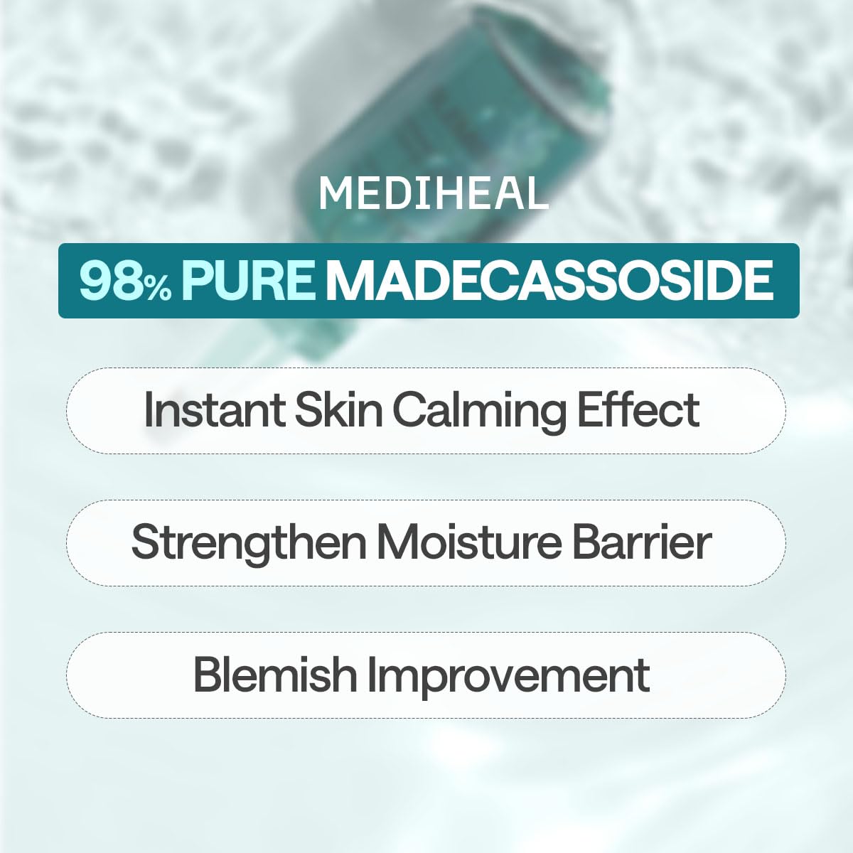 MEDIHEAL Madecassoside Essential Face Mask - Korean Skincare, Blemish Repair with Hyaluronic Acid, Moisture Barrier & Skin Texture Care for Women, Vegan Formula (10 Sheets)