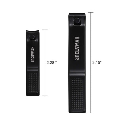 HAWATOUR Nail Clippers Set, Ultra Sharp Sturdy Fingernail and Toenail Clipper Cutters with Visibly Tin Case, Black - Available at All In One Marketplace Canada