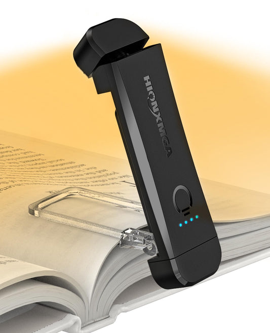 HIONXMGA Book Light for Reading in Bed,Rechargeable LED Reading Light,3 Amber Colors & 7 LEDs Precise Dimming,Portable & Long Lasting, Perfect for Book Worms,Kids(Black)