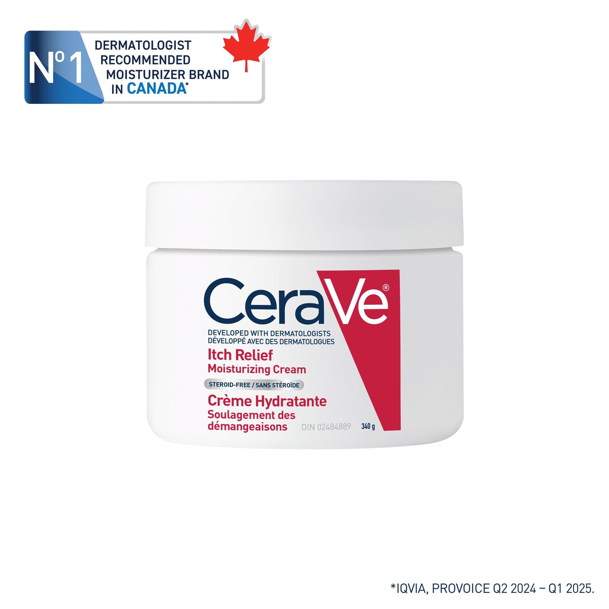 CeraVe Itchy Skin Relief Moisturizing Crean. For Dry & Itchy skin. Anti-itch cream for minor skin irritations, sunburn relief, insect bug bites & scrapes, 1% Pramoxine. Fragrance Free, 340g - Available at All In One Marketplace Canada
