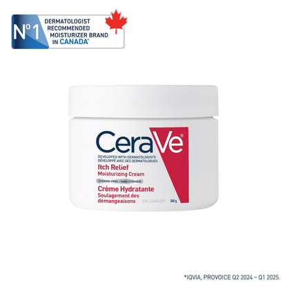 CeraVe Itchy Skin Relief Moisturizing Crean. For Dry & Itchy skin. Anti-itch cream for minor skin irritations, sunburn relief, insect bug bites & scrapes, 1% Pramoxine. Fragrance Free, 340g - Available at All In One Marketplace Canada