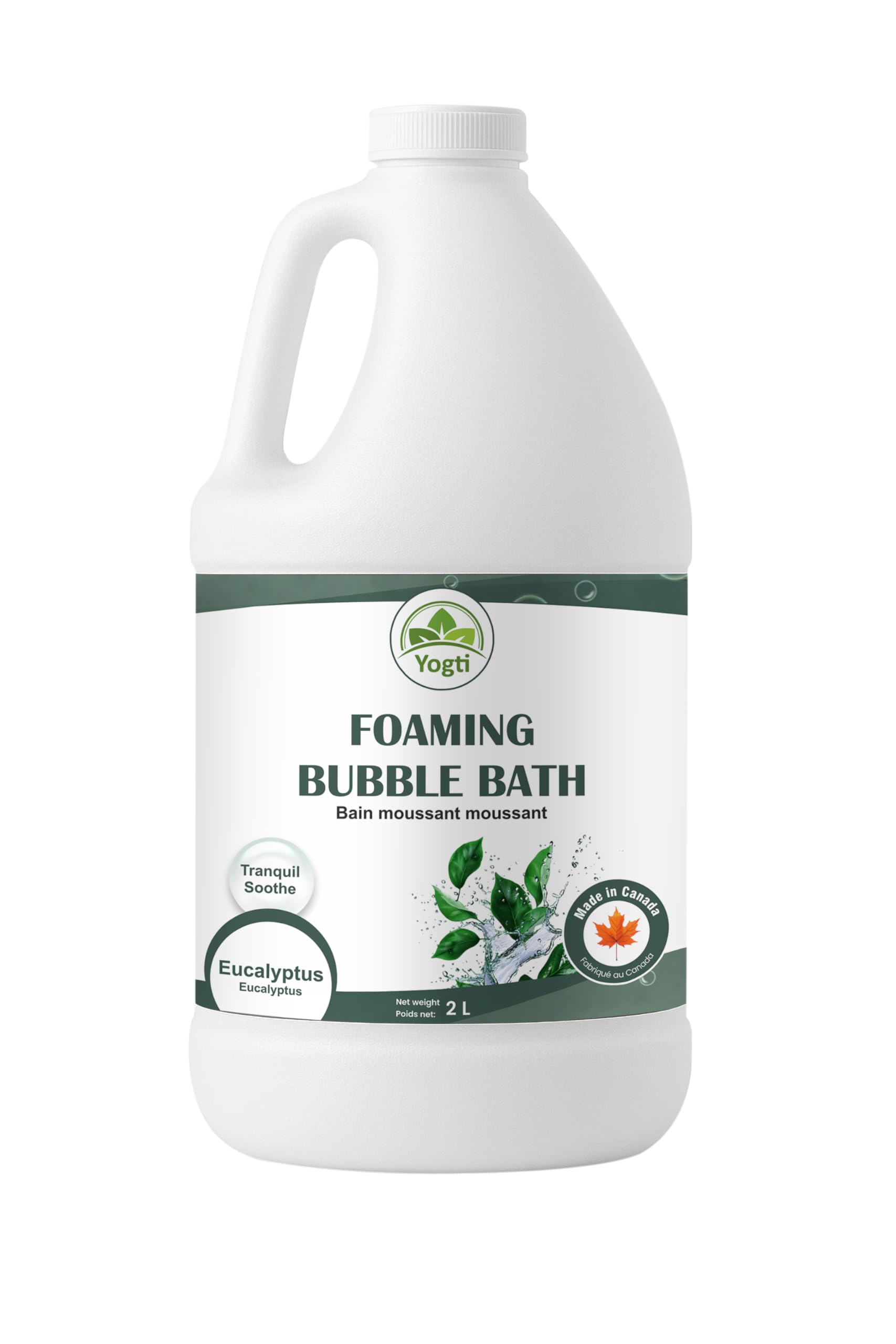 Yogti [Made in Canada] Foaming Bubble Bath Body Wash, 2 Eucalyptus, Made with with Epsom Salt & Pure Eucalyptus Essential Oil - 2 L Yogti