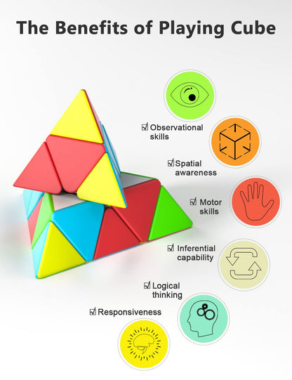Vdealen Speed Cube Set, 2x2x2 3x3x3 Pyramid Magic Cube Set, Puzzle Cube Toys Birthday Party Christmas Stocking Stuffers Gift for Kids Teens Adults(Stickerless) 🍁 All In One Marketplace Canada