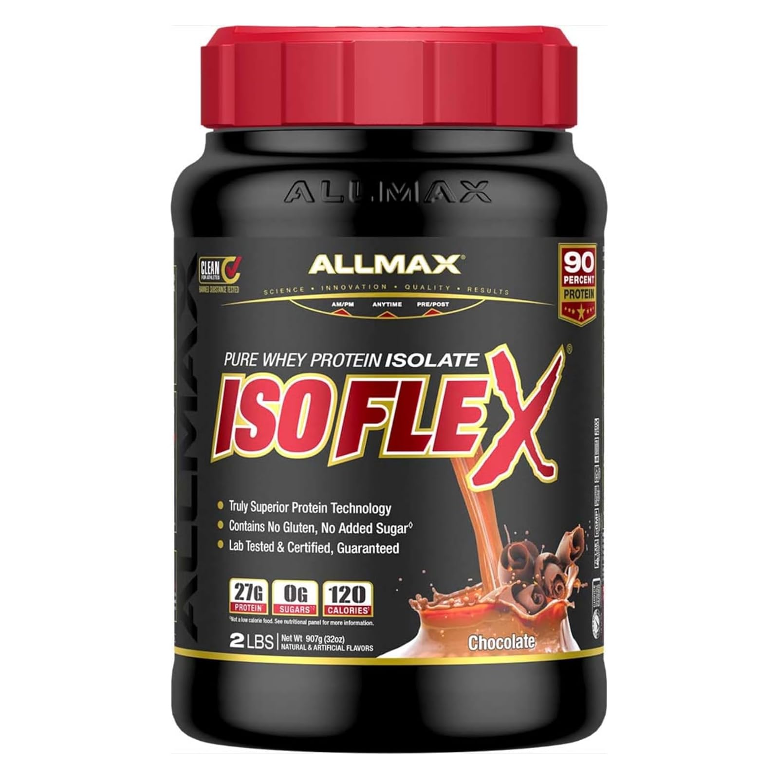 ALLMAX ISOFLEX 100% Ultra-Pure Whey Protein Isolate Powder - Chocolate - 2 lb