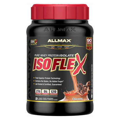 ALLMAX ISOFLEX 100% Ultra-Pure Whey Protein Isolate Powder - Chocolate - 2 lb
