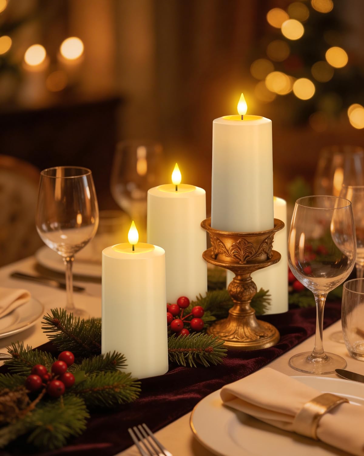 SoulBay Flameless LED Candles, 4-Pack USB Rechargeable, Flickering Waterproof White Pillar Candles with Remote Control Timer for Outdoor Lantern Patio Yard Indoor Holiday Decor, 2.75 x 5.1 Inches 🍁 All In One Marketplace Canada