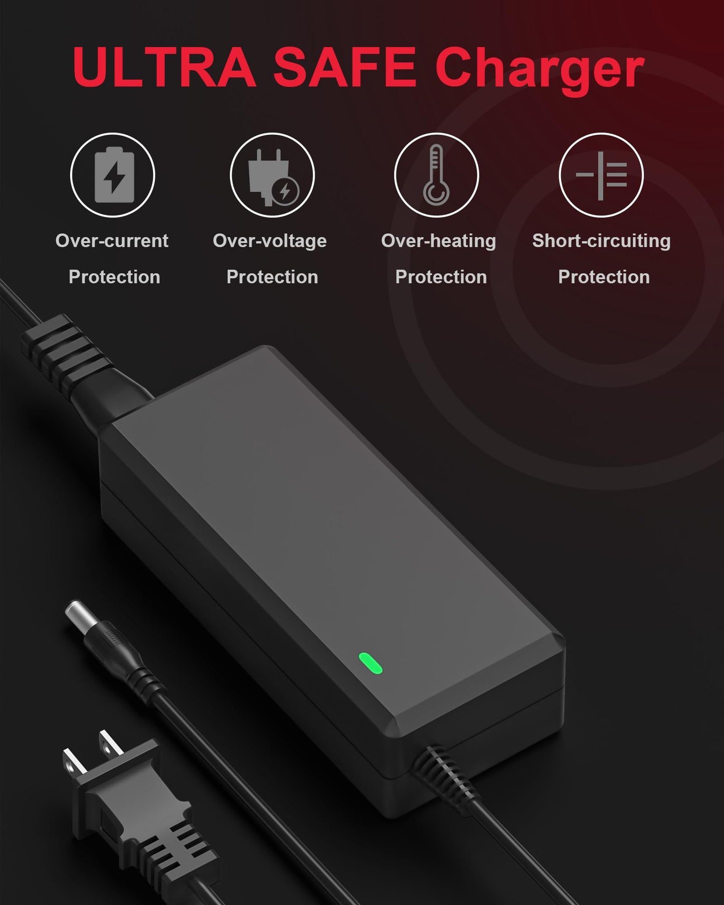 42V 2A Electric Scooter Charger for GOTRAX GXL V2,G2,G3,G4,Hiboy S2 Pro,Jetson Bolt/Bolt Pro/Adventure/Metro/Journey/LX10/ J5/J8 Bikes - Available at All In One Marketplace Canada