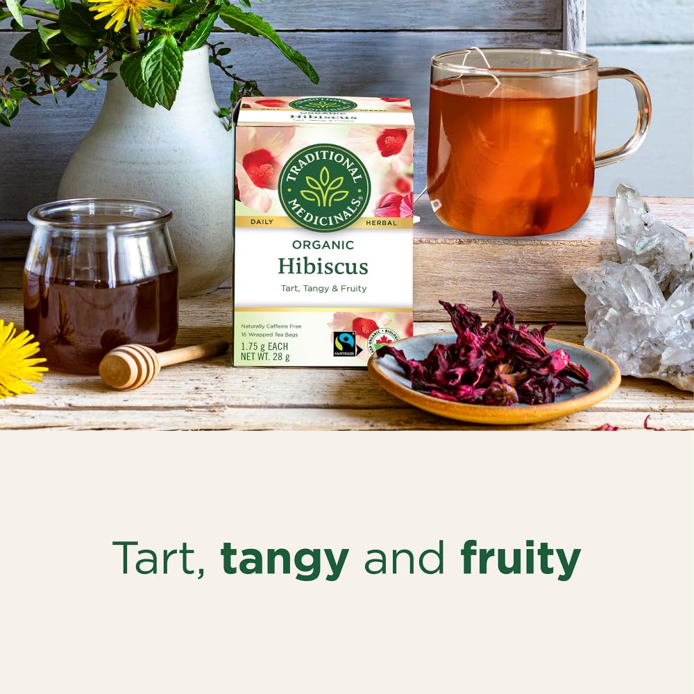 Traditional Medicinals - Tisane biologique d'hibiscus (Paquet de 6) - Ingrédients issus du commerce équitable - Acidulée, piquante et fruitée - 96 sachets de thé au total