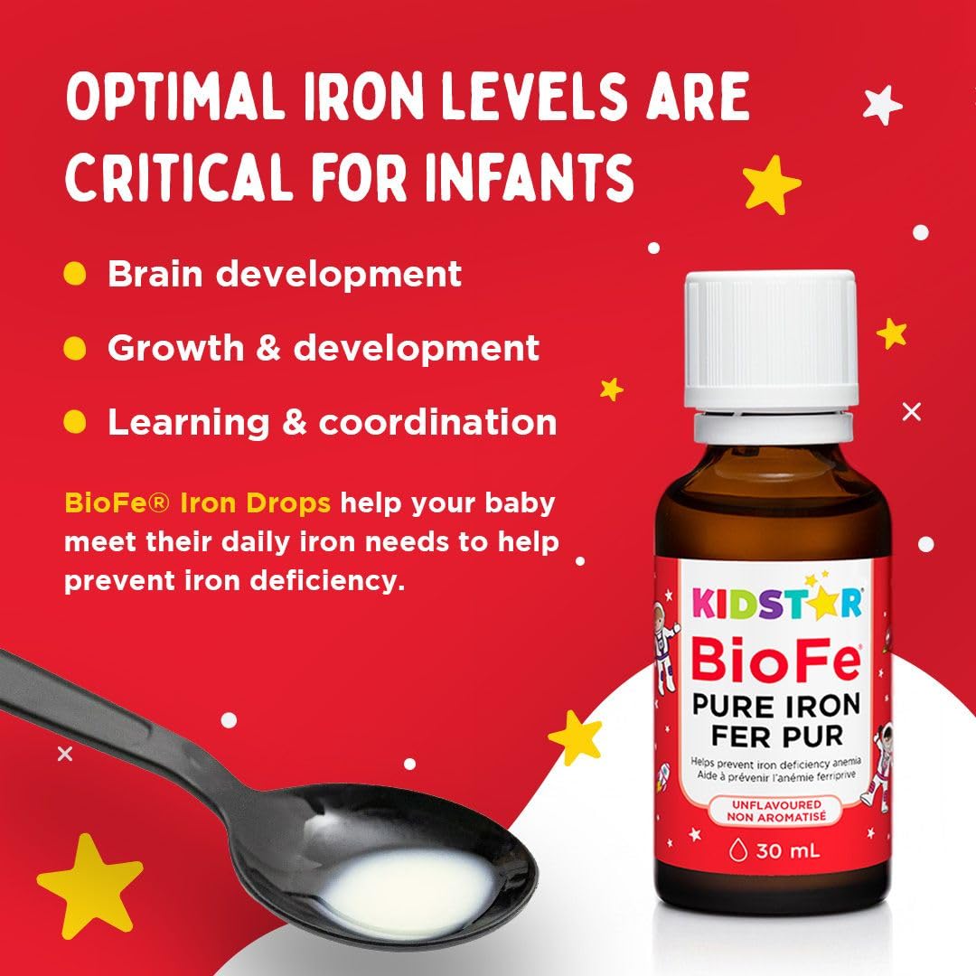 KidStar BioFe Pure Iron Drops, Baby Liquid Iron Drops Unflavoured, 30 ml