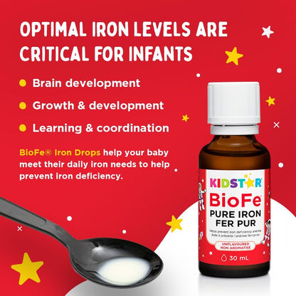 KidStar BioFe Pure Iron Drops, Baby Liquid Iron Drops Unflavoured, 30 ml