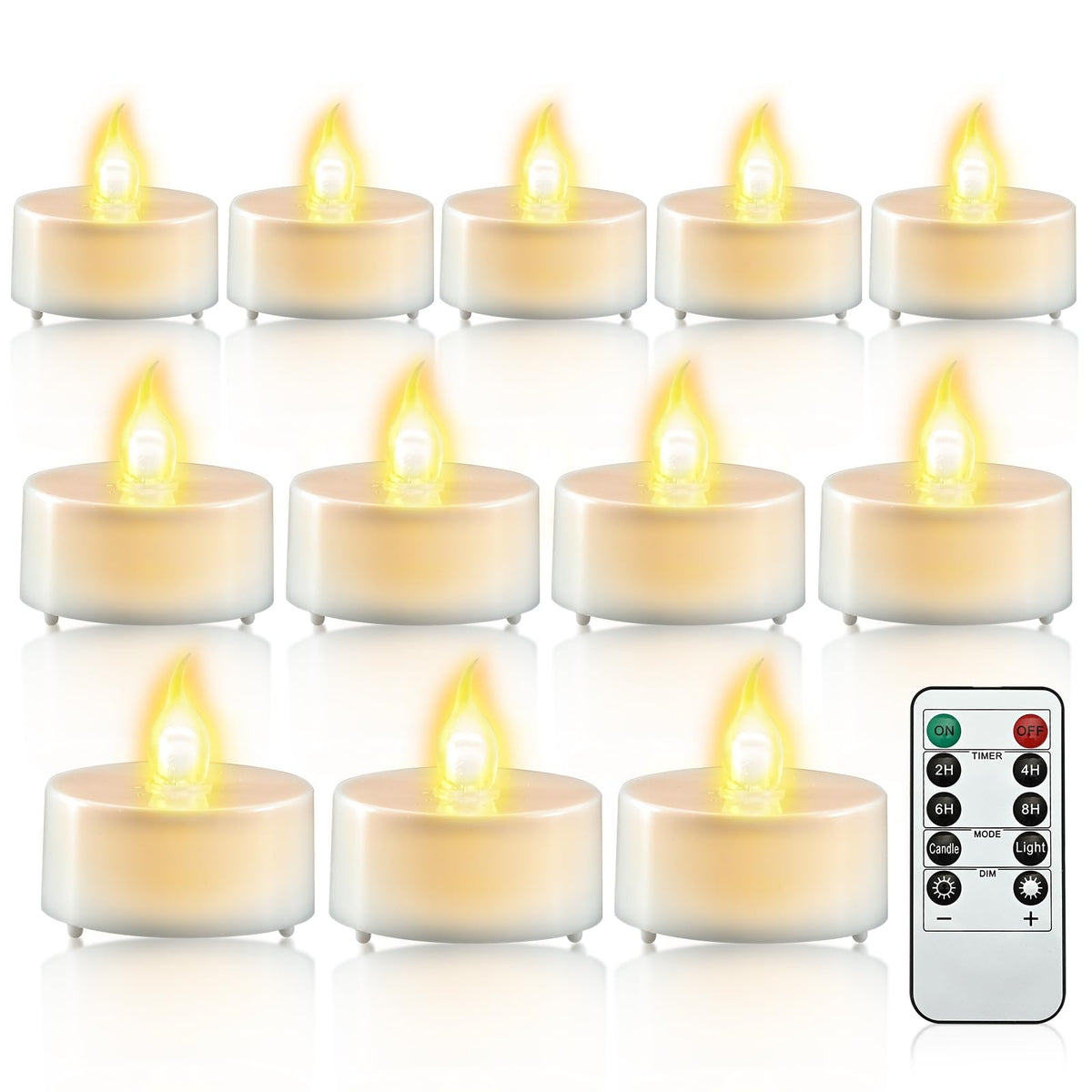 cimetech 12PCs Led Tea Lights with Timer, Electric Flickering Flameless Candles Battery Operated Led Candle Tealights with Remote Control for Christmas Decor & Diwali Decorations Items 🍁 All In One Marketplace Canada