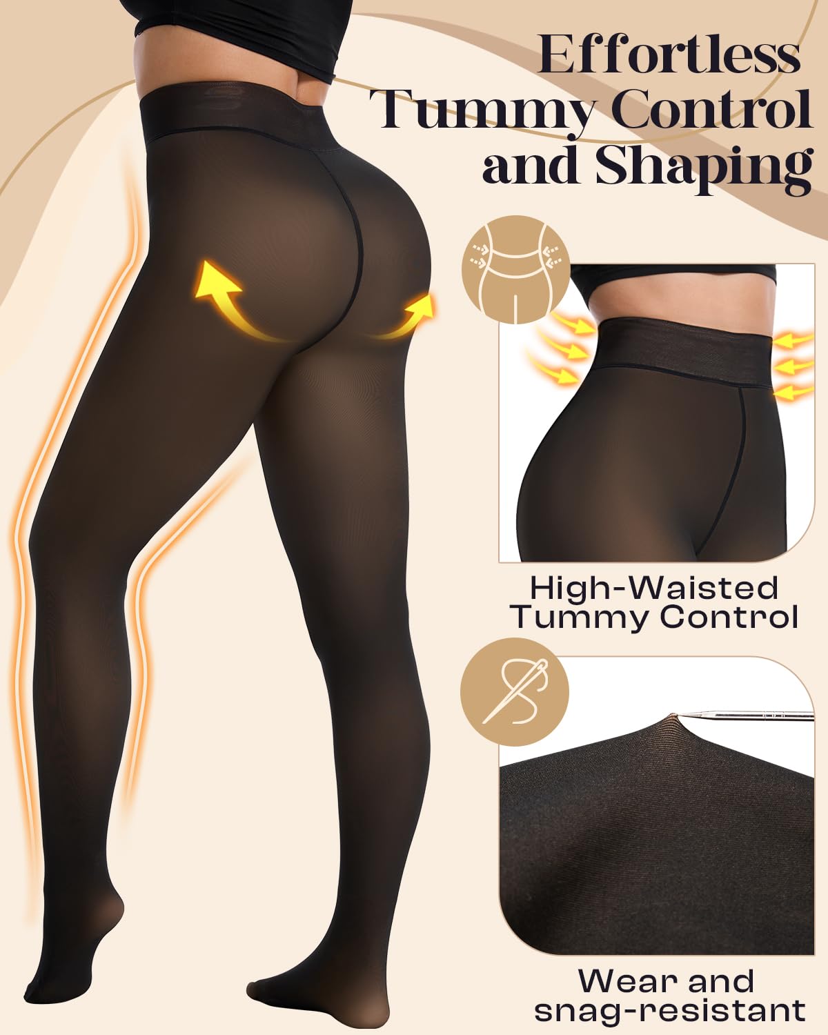 Tyusatu Fleece Lined Tights Leggings for Women One Seam Design Black 🍁 All In One Marketplace Canada