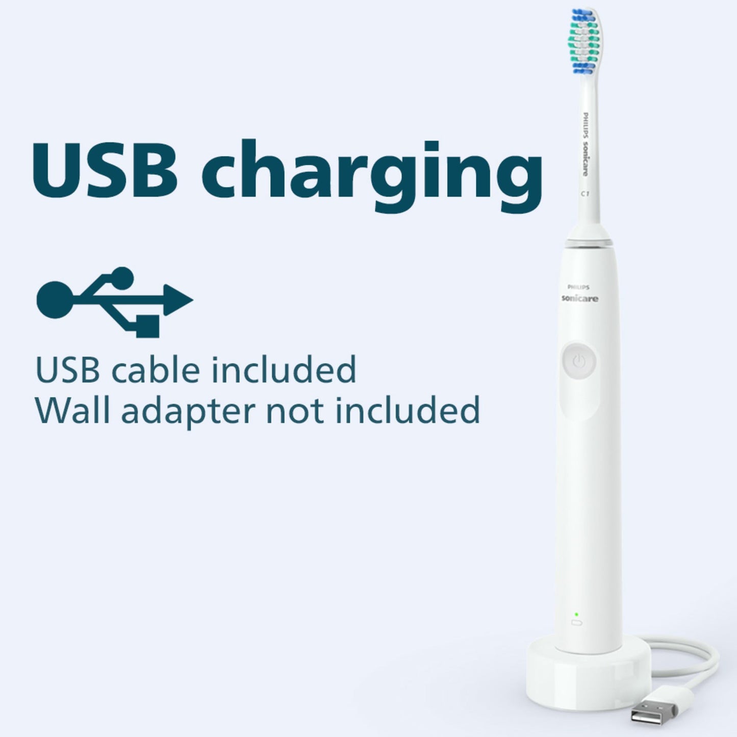 Philips Sonicare 1300 Rechargeable Electric Toothbrush, 2 Brush Head, White Philips Sonicare