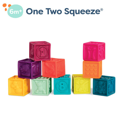 B. toys One Two Squeeze, 10 Soft Stacking Blocks, Blocks - 2, Baby B. toys
