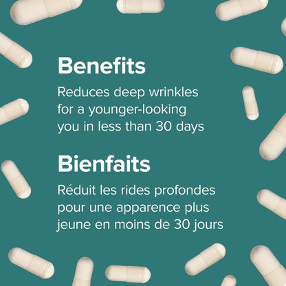 Webber Naturals Collagen30 Marine Bioelastin Peptides, 500 mg of Collactive Marine Collagen Peptide Complex Per Pill, 120 Capsules, Helps Reduce Deep Wrinkles and Joint Pain - Available at All In One Marketplace Canada