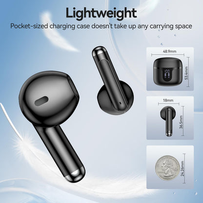 Wireless Earbuds, Bluetooth 5.4 in-Ear Headphones Wireless Bluetooth with ENC 4 Mics, Bluetooth Earbuds 50 Hour Noise-Cancelling Ear Buds with LED Indicator, IPX7 Waterproof for Sports/Work Black