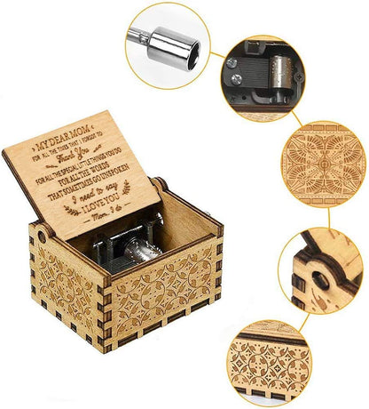 Wooden Music Box for mom Gifts You are My Sunshine Music Box, Laser Engraved Hand Crank Wooden Sunshine Music Box Gift for Mom Birthday/Mother's Day/Christmas(to mom) 🍁 All In One Marketplace Canada