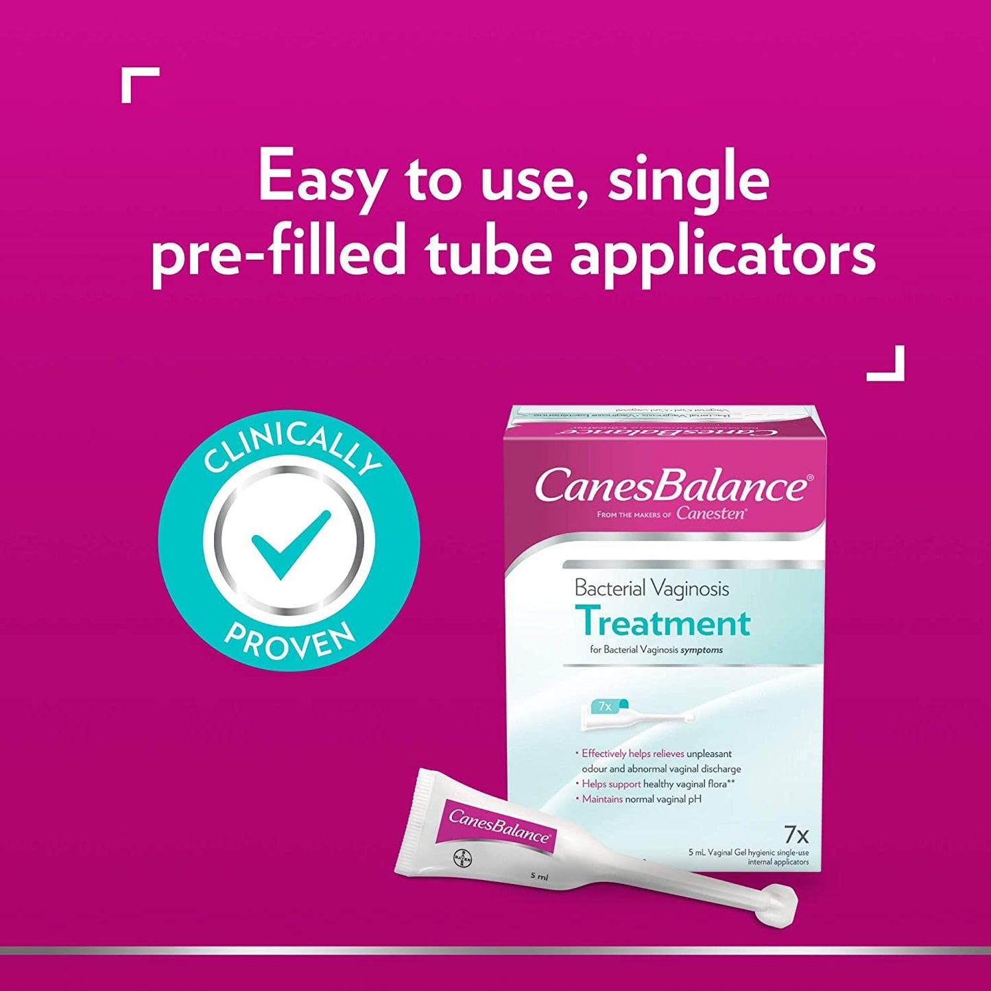 CanesBalance Bacterial Vaginosis Treatment For BV Symptoms - Vaginal Gel BV Treatment For Women, Relieves Vaginal Odor, Maintains Normal Vaginal pH, Supports Vaginal Health, 7 Single-Use Applicators - Available at All In One Marketplace Canada