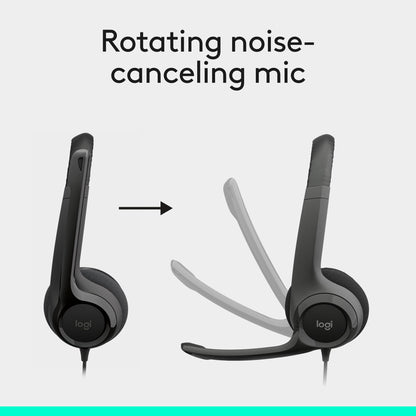Logitech H390 Wired Headset for PC/Laptop, Stereo Headphones with Noise Cancelling Microphone, USB-A, in-Line Controls, Works with Chromebook - Black, 1 Pack - Available at All In One Marketplace Canada