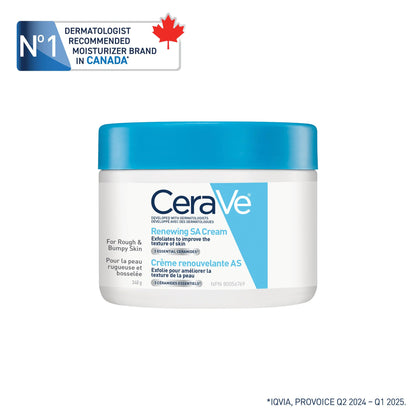 CeraVe Salicylic Acid Cream, Renewing SA Body Cream for Very Dry, Rough & Bumpy Skin, Psoriasis, Keratosis Pilaris, Itching & Flaking. With Lactic Acid, Hyaluronic Acid, Fragrance Free, 340g