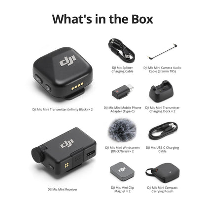 DJI Mic Mini (2 TX + 1 RX), Detail-Rich Audio, Wireless Lavalier Microphone for iPhone/Camera/Android, 2-Person Vlog, Team Production