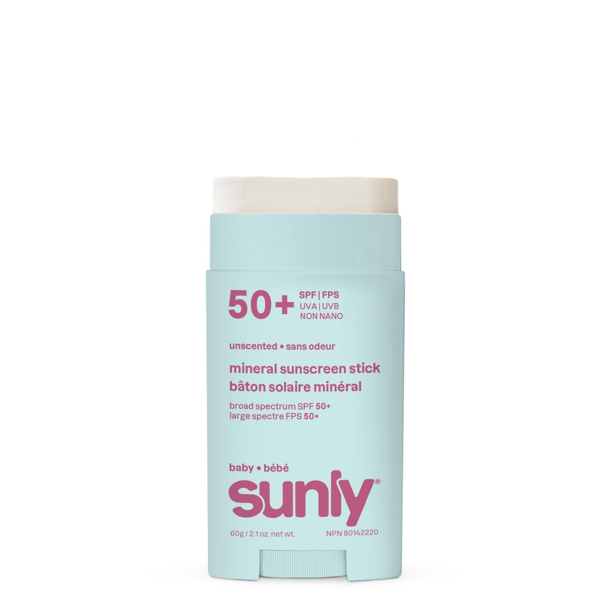 ATTITUDE Baby Mineral Sunscreen Stick SPF 50, Broad Spectrum Zinc Oxide, EWG Verified, Non-Nano, Mess-Free Stick for Face & Body, Lightweight Non-Greasy, Vegan, Unscented, 60 grams - Available at All In One Marketplace Canada