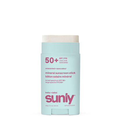 ATTITUDE Baby Mineral Sunscreen Stick SPF 50, Broad Spectrum Zinc Oxide, EWG Verified, Non-Nano, Mess-Free Stick for Face & Body, Lightweight Non-Greasy, Vegan, Unscented, 60 grams - Available at All In One Marketplace Canada