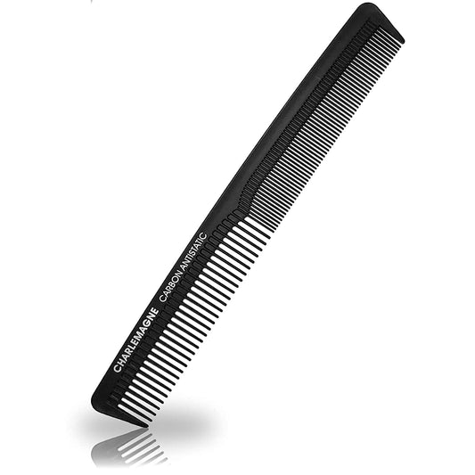 Charlemagne Carbon Fibre Hair Comb - 18 cm, Fine Tooth - Professional Barber Performance - Beard Comb for Men & Mustache Styling - Shatterproof Anti-Static Travel Groomer - Available at All In One Marketplace Canada