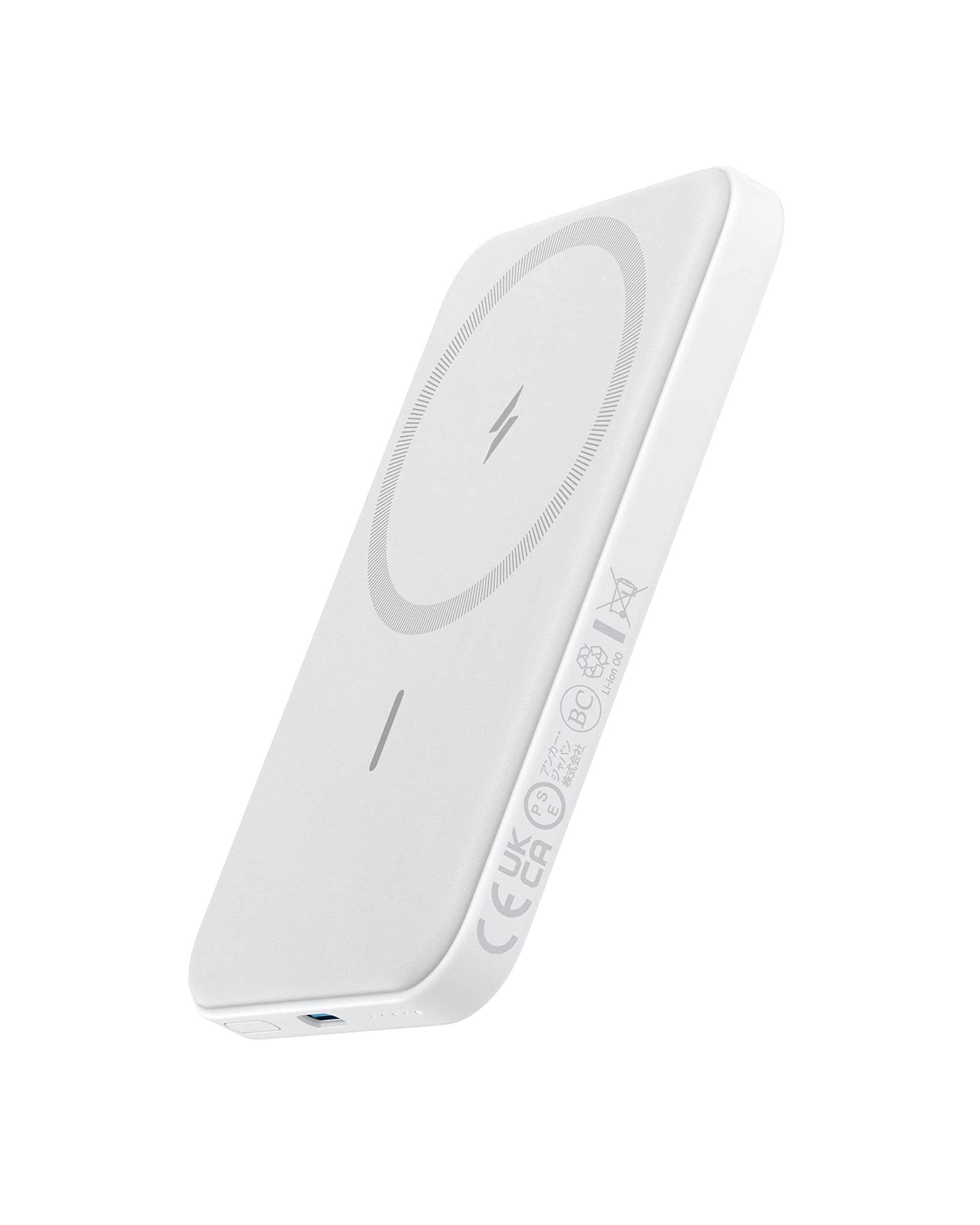 Anker 621 Magnetic Portable Charger (MagGo), 5,000mAh Wireless Power Bank with USB-C Cable, Magsafe-Compatible Battery Pack for iPhone 17/16/15/14/13/12 Series (White)