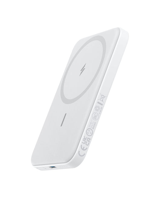 Anker 621 Magnetic Portable Charger (MagGo), 5,000mAh Wireless Power Bank with USB-C Cable, Magsafe-Compatible Battery Pack for iPhone 17/16/15/14/13/12 Series (White)