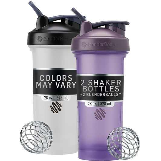 BlenderBottle Classic V2 Shaker Bottle Perfect for Protein Shakes and Pre Workout, 28-Ounce, Pack of 2 (Colors May Vary) BlenderBottle