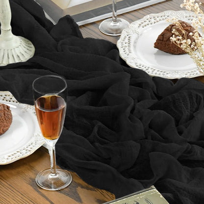 Artoid Mode Boho Cheesecloth Gauze Black Wedding Table Runner, 300 cm Seasonal Fabric Kitchen Dining Holiday Table Decor for Home Party Indoor 🍁 All In One Marketplace Canada