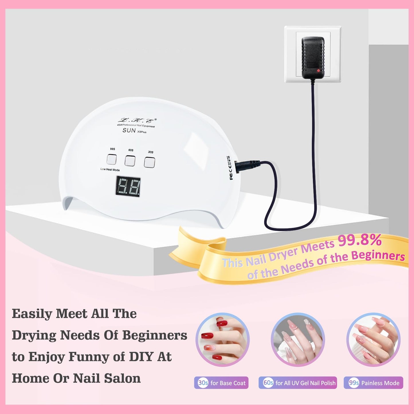 UV Nail Light, LKE Nail Dryer UV Light for Gel Nails with 3 Timers Professional UV LED Nail Lamp for Gel Nail Polish Kit Nail Art Tools Accessories in Home Use