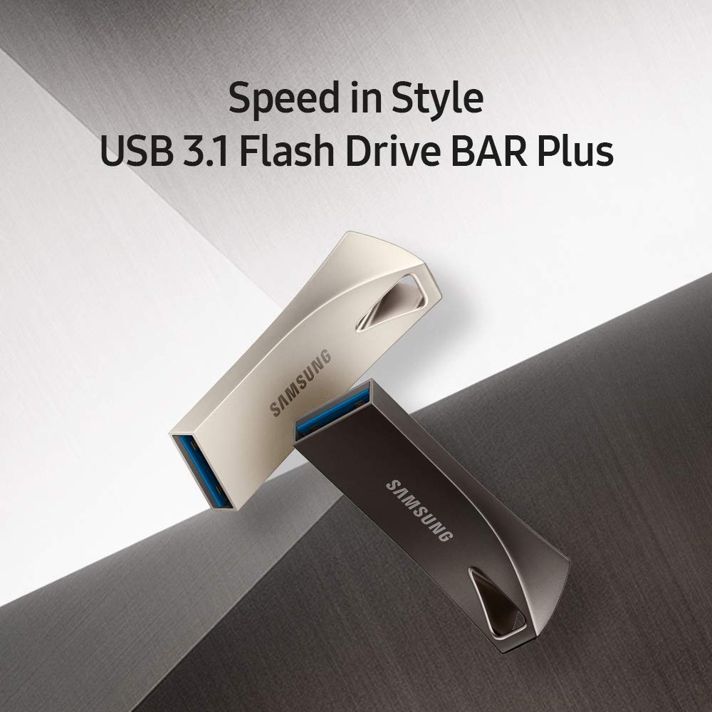 SAMSUNG BAR Plus 128GB - 400MB/s USB 3.1 Flash Drive Silver (MUF-128BE3/AM) [Canada Version] Samsung