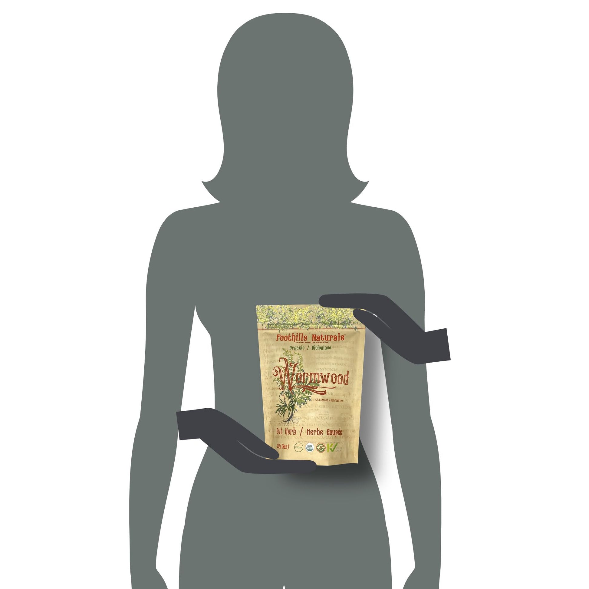 Foothills Naturals Organic Wormwood Herb - Cut & Sifted - 8 oz (227g)