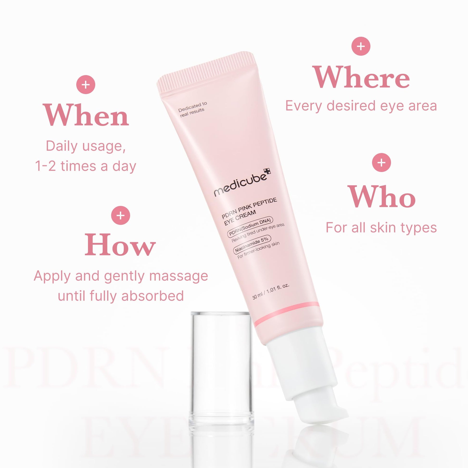 medicube Salmon DNA PDRN Pink Peptide Eye Serum with Niacinamide and 99% Purity Retinol for Fine Lines, Uneven Skin Tone, Korean Skin Care 1.01fl.oz - Available at All In One Marketplace Canada