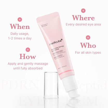 medicube Salmon DNA PDRN Pink Peptide Eye Serum with Niacinamide and 99% Purity Retinol for Fine Lines, Uneven Skin Tone, Korean Skin Care 1.01fl.oz - Available at All In One Marketplace Canada