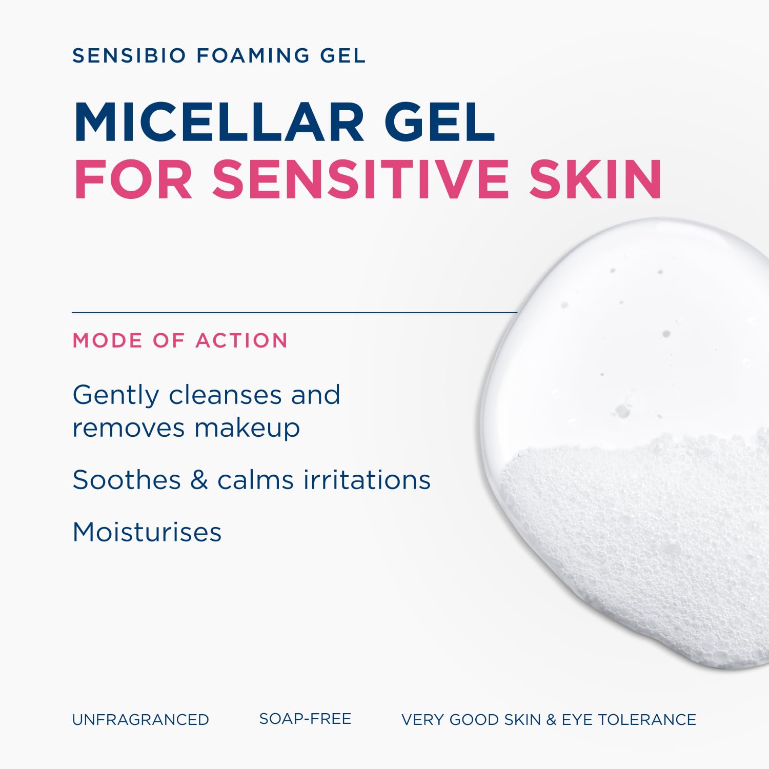 Bioderma Sensibio Foaming Gel Gentle Face Cleanser, Cleansing and Makeup Removing Refreshing Feeling for Sensitive Skin, Unscented, 16.9 Fl Oz - Available at All In One Marketplace Canada
